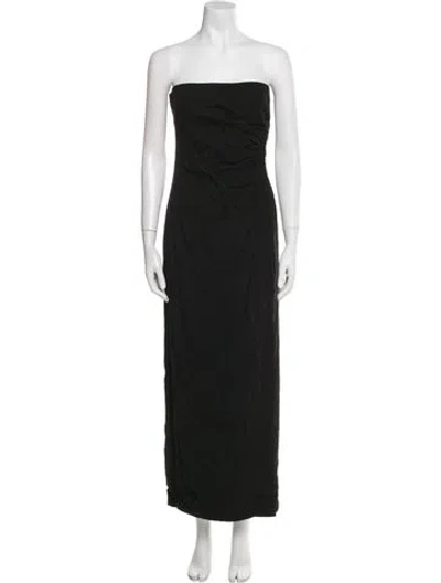 Pre-owned Sir Strapless Midi Length Dress In Black