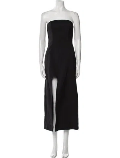 Pre-owned Sir Strapless Midi Length Dress In Black