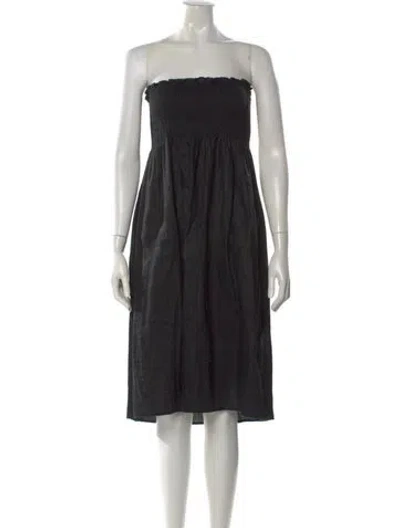 Pre-owned Sir Strapless Midi Length Dress In Black