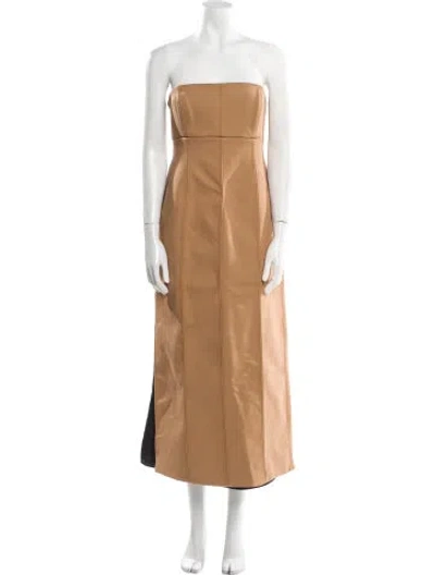 Pre-owned Sir Strapless Midi Length Dress In Neutral