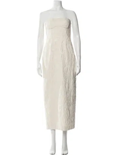 Pre-owned Sir Strapless Midi Length Dress In Neutrals