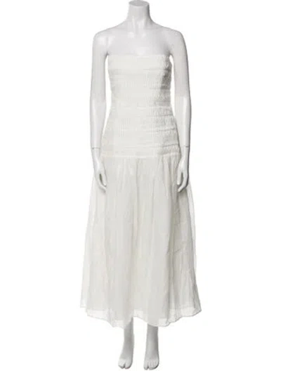 Pre-owned Sir Strapless Midi Length Dress In White