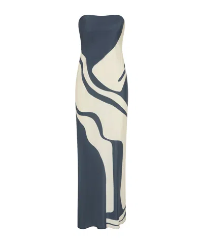 Sir Womens Liora Charcoal Blue Lilou Bandeau Silk Midi Dress