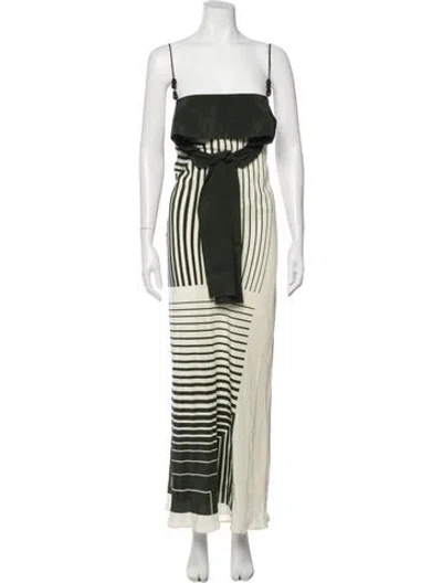 Pre-owned Sir Striped Long Dress In Green