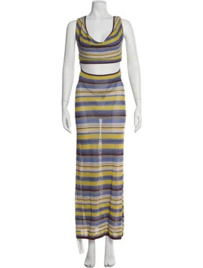 Pre-owned Sir Striped Long Dress In Multi