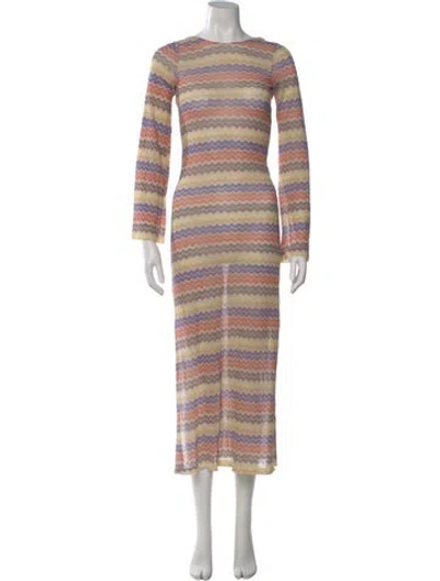 Pre-owned Sir Striped Long Dress In Neutral