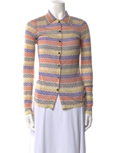 Pre-owned Sir Striped Long Sleeve Button-up Top In Yellow