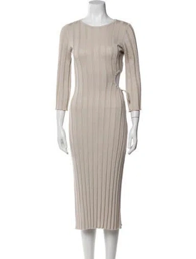 Pre-owned Sir Striped Midi Length Dress In Neutral