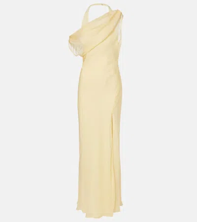 Sir Strobe Off-shoulder Maxi Dress In Yellow