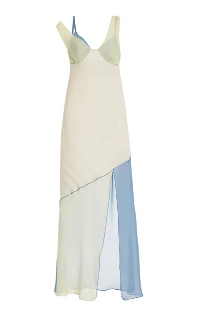 Sir Thames Spliced Silk Chiffon Midi Dress In Multi