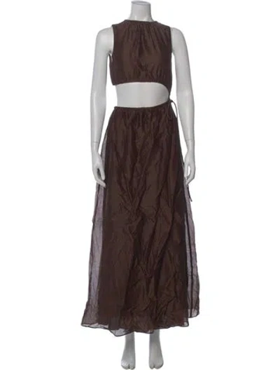 Pre-owned Sir The Label Crew Neck Long Dress In Brown