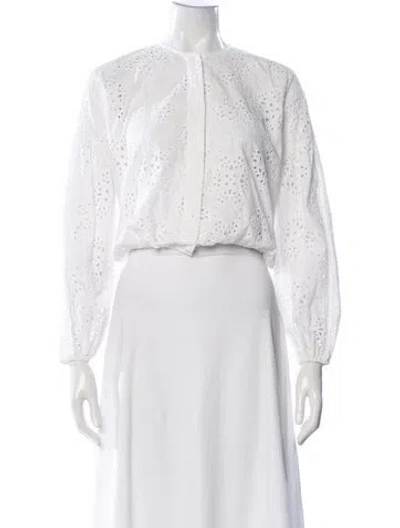 Pre-owned Sir The Label Lace Pattern Crew Neck Blouse In White