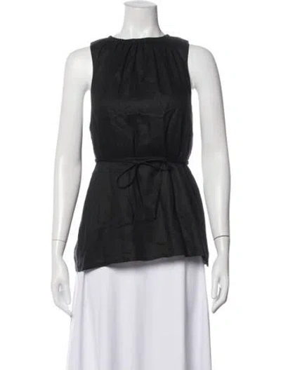 Pre-owned Sir The Label Linen Crew Neck Top In Black