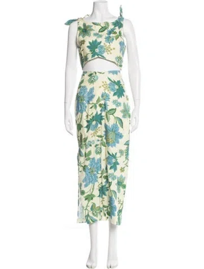 Pre-owned Sir The Label Linen Floral Print Skirt Set In Green