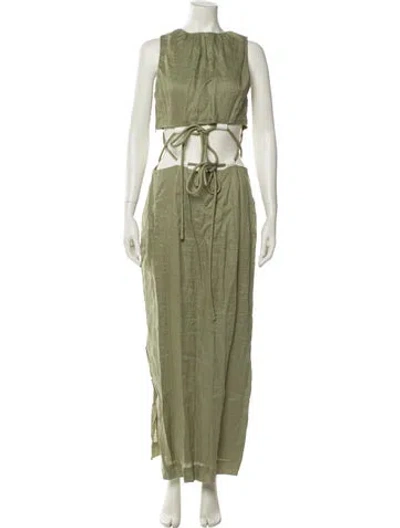 Pre-owned Sir The Label Linen Long Dress In Green