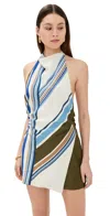 Sir Thistle Halter Mini Dress Blue Baiadera In Blue Baiadera