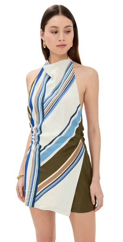 Sir Thistle Halter Mini Dress Blue Baiadera