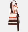 Sir Thistle Striped Silk Satin Minidress In Brown