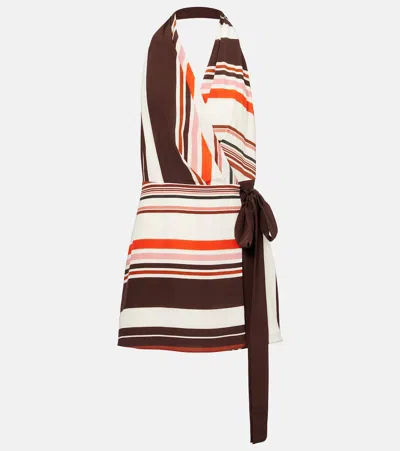 Sir Thistle Striped Silk Satin Minidress In Multicoloured