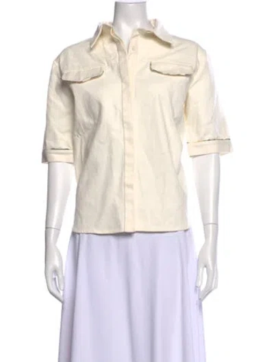 Pre-owned Sir Three-quarter Sleeve Button-up Top In Neutral