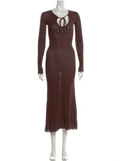 Pre-owned Sir Tie Neck Long Dress In Brown