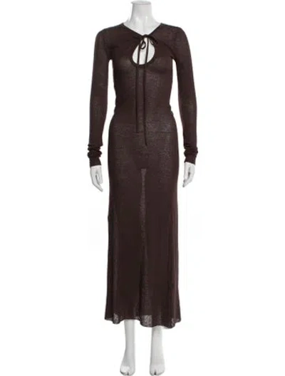Pre-owned Sir Tie Neck Long Dress W/ Tags In Brown