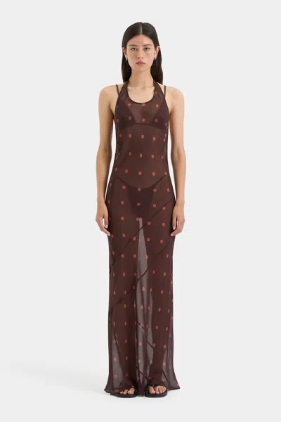 Sir Toni Halter Dress In Chocolate Dot