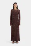 Sir Toni Long Sleeve Dress In Chocolate Dot