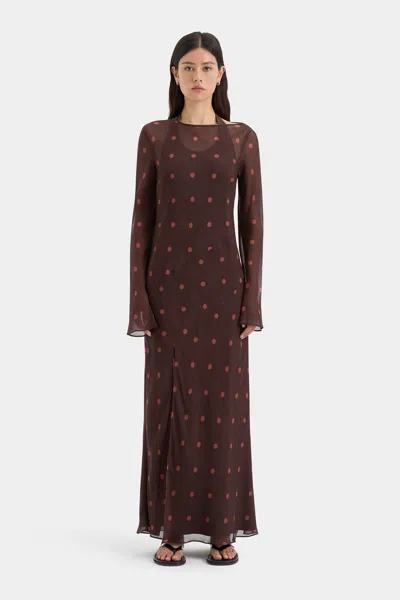 Sir Toni Long Sleeve Dress In Chocolate Dot