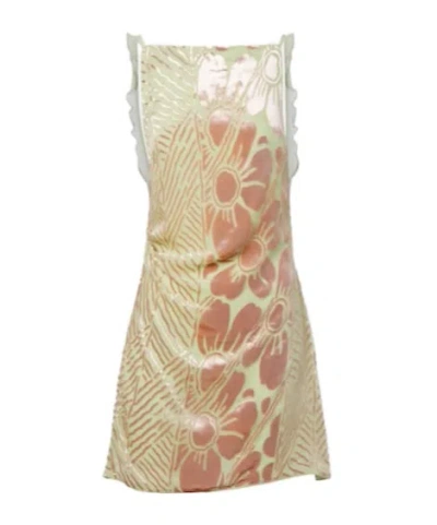 Sir Ventura Floral Velvet And Mesh Minidress In Neutral