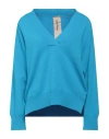 Sir-vice Woman Sweater Azure Size 0 Wool, Cashmere, Polyamide, Elastane In Blue