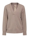 Sir-vice Woman Sweater Khaki Size 1 Wool, Cashmere, Polyamide, Elastane In Beige