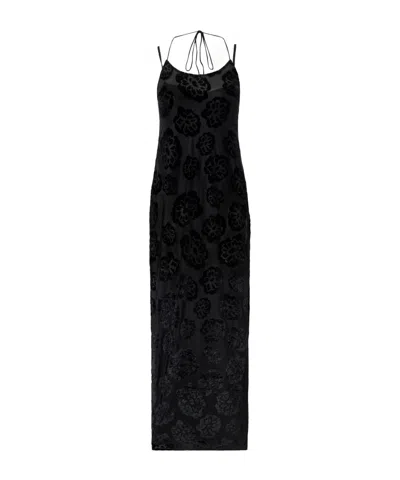 Sir Vittoria Devoré-velvet Halterneck Gown In Black