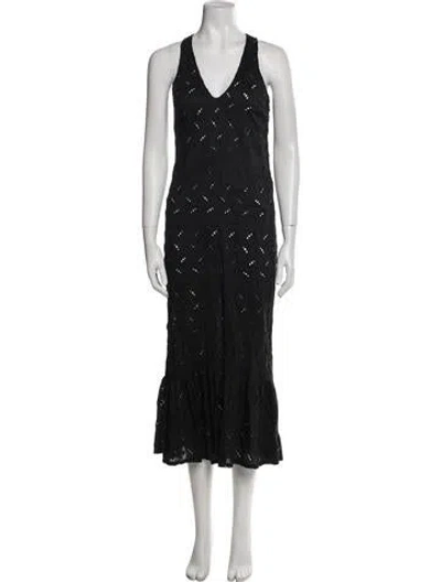 Pre-owned Sir V-neck Long Dress In Black