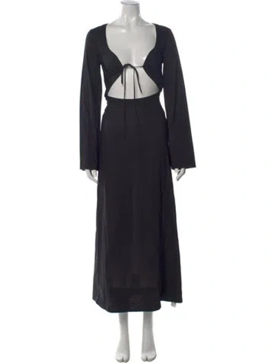 Pre-owned Sir V-neck Long Dress In Black