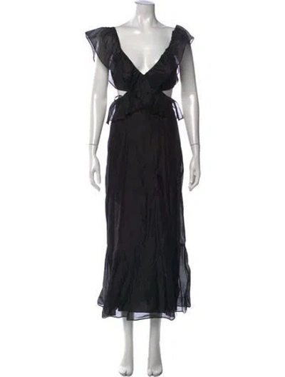 Pre-owned Sir V-neck Long Dress In Black
