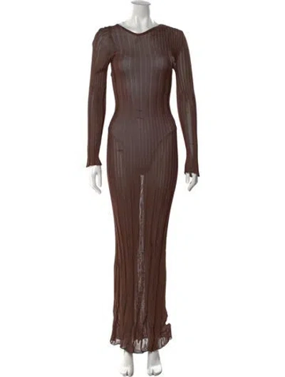 Pre-owned Sir V-neck Long Dress In Brown