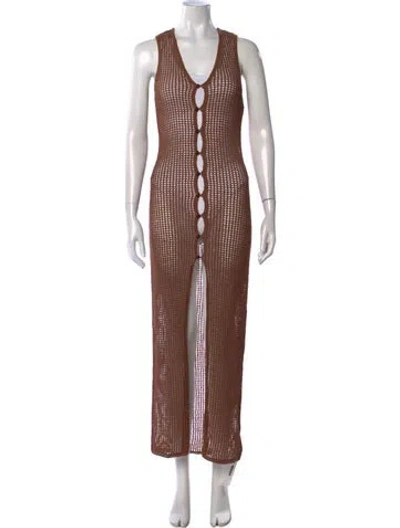 Pre-owned Sir V-neck Long Dress In Brown