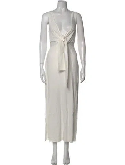 Pre-owned Sir V-neck Long Dress In Gray