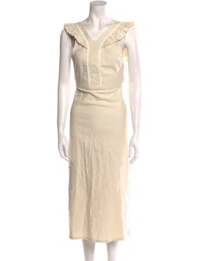 Pre-owned Sir V-neck Long Dress In Neutral