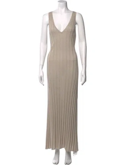 Pre-owned Sir V-neck Long Dress In Neutral