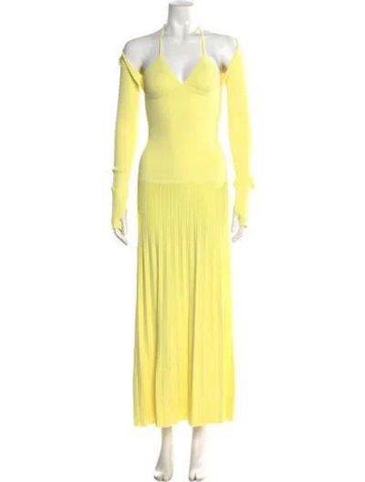 Pre-owned Sir V-neck Long Dress In Yellow