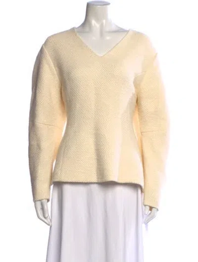 Pre-owned Sir V-neck Long Sleeve Top In Neutrals