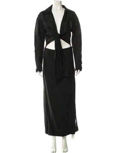 Pre-owned Sir V-neck Midi Length Dress In Black
