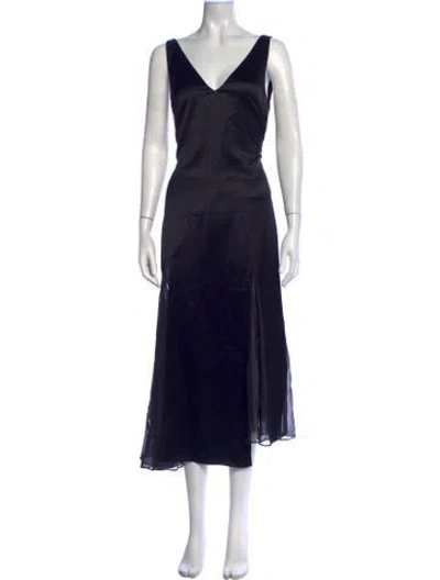 Pre-owned Sir V-neck Midi Length Dress In Blue