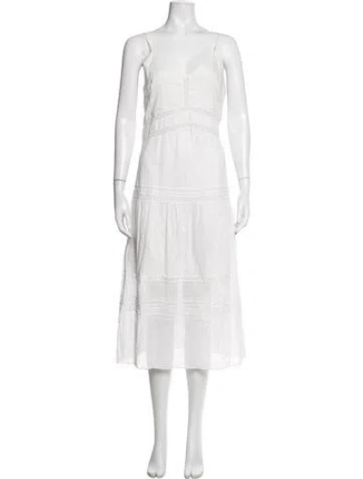 Pre-owned Sir V-neck Midi Length Dress In White