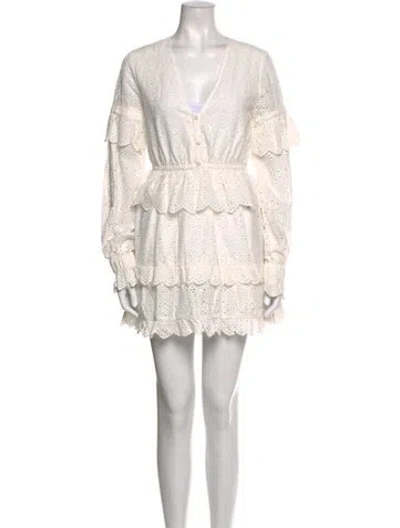Pre-owned Sir V-neck Mini Dress In White