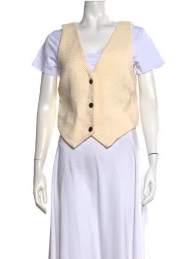 Pre-owned Sir V-neck Short Sleeve Top In Neutrals