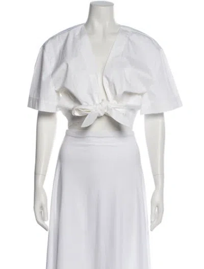 Pre-owned Sir V-neck Short Sleeve Top In White