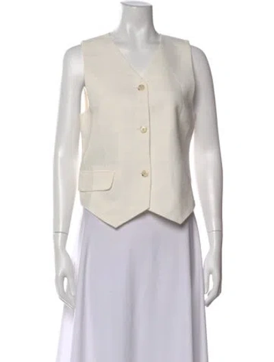 Pre-owned Sir V-neck Sleeveless Button-up Top In Neutral